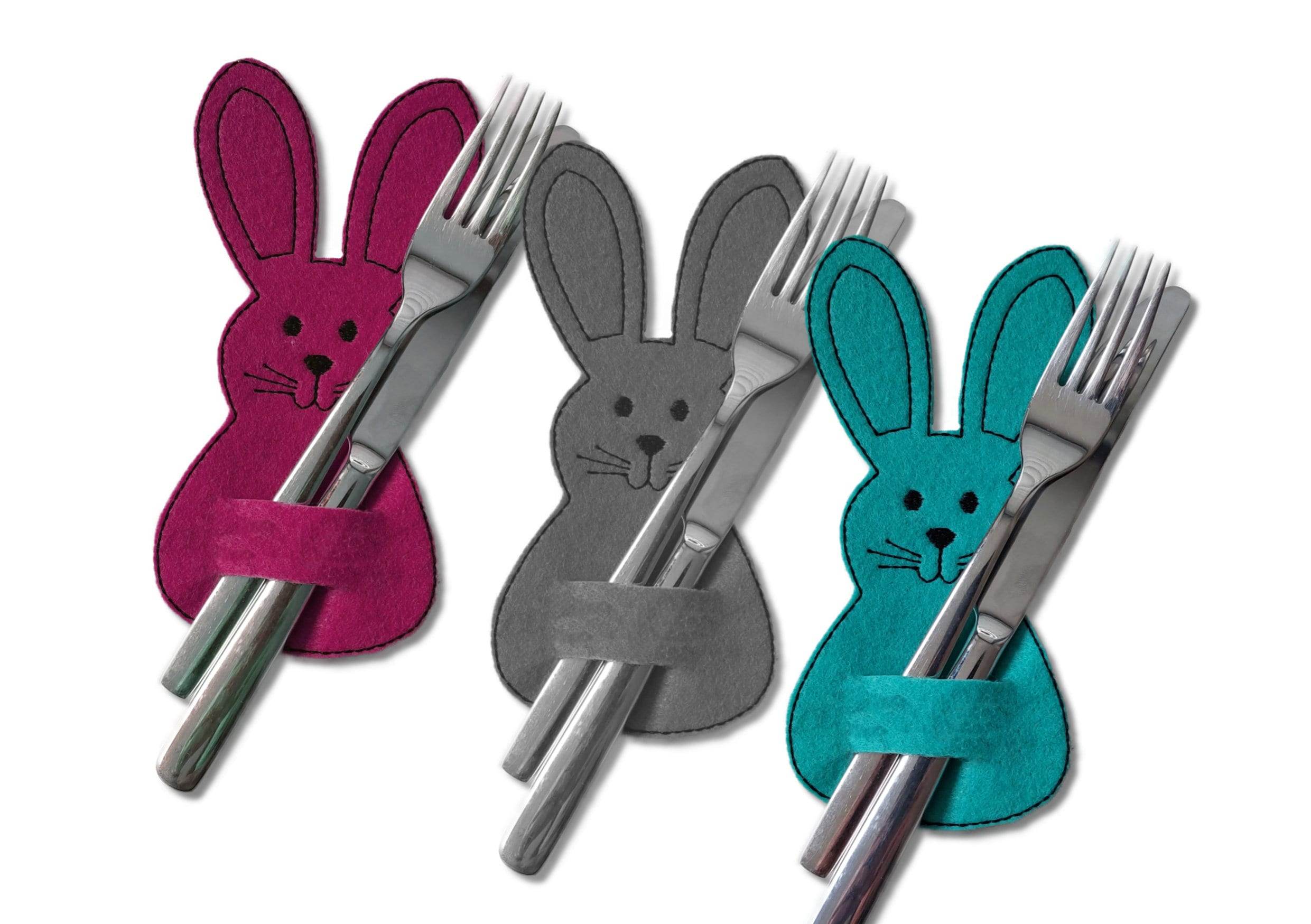 Stickdatei Bestecktasche Rahmen 13 cm x 18 cm, Ostern, Osterhase, Dekoration - Sewando