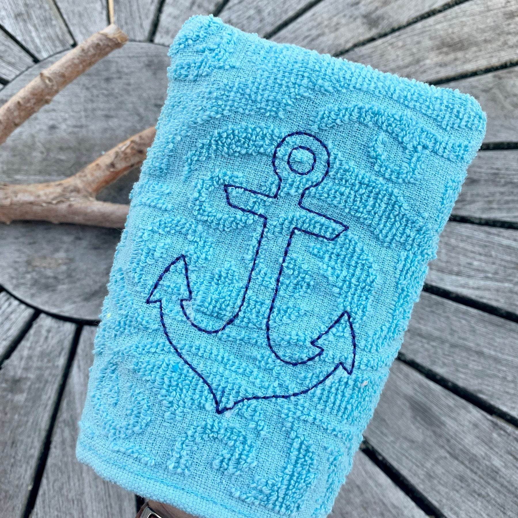 Anker-Waschlappen Stickdatei ITH 13x18 Waschhandschuh Geschenk maritim Meer Urlaub Reise Strand - Sewando
