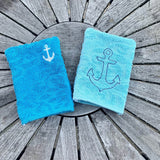 Anker-Waschlappen Stickdatei ITH 13x18 Waschhandschuh Geschenk maritim Meer Urlaub Reise Strand - Sewando