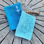 Anker-Waschlappen Stickdatei ITH 13x18 Waschhandschuh Geschenk maritim Meer Urlaub Reise Strand - Sewando