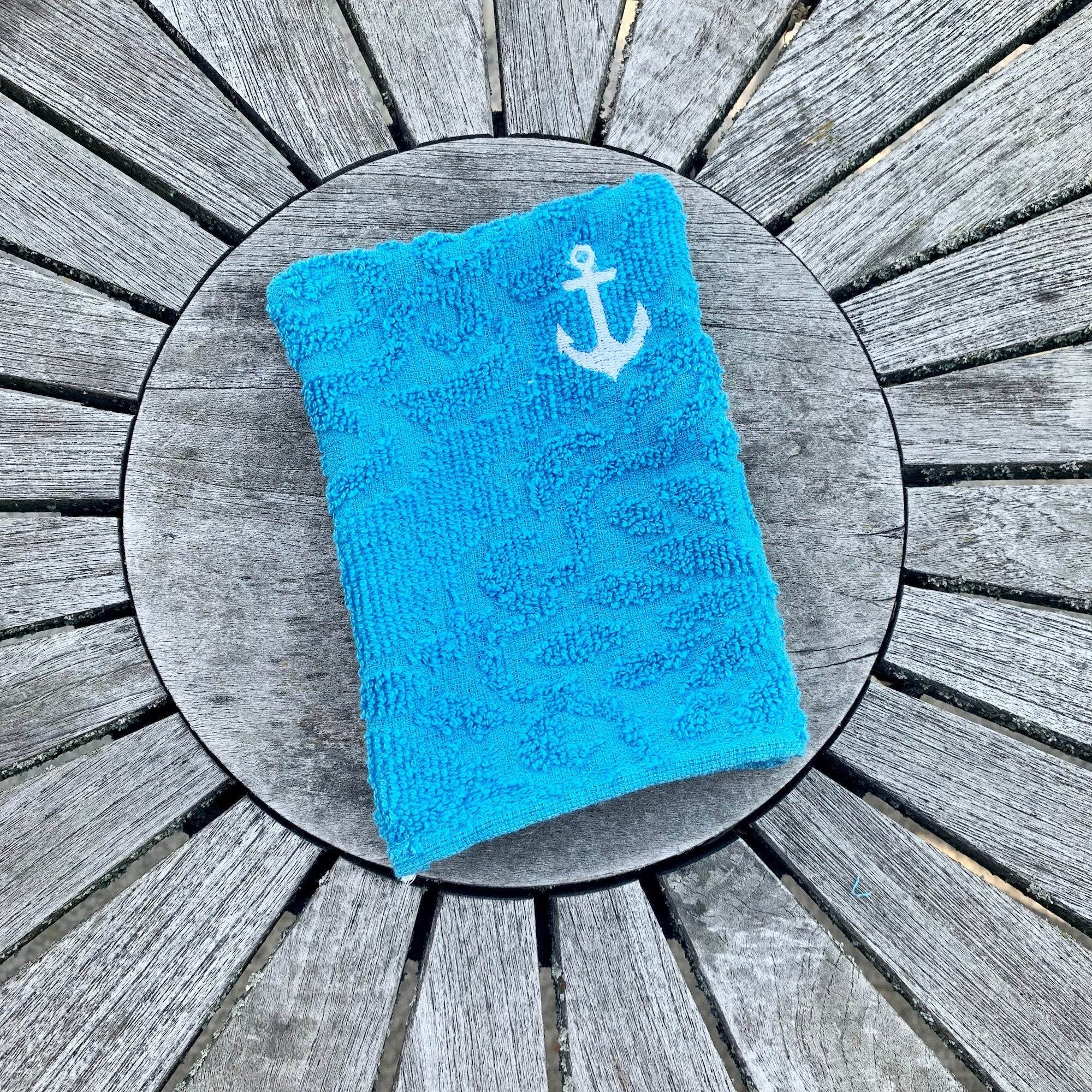 Anker-Waschlappen Stickdatei ITH 13x18 Waschhandschuh Geschenk maritim Meer Urlaub Reise Strand - Sewando