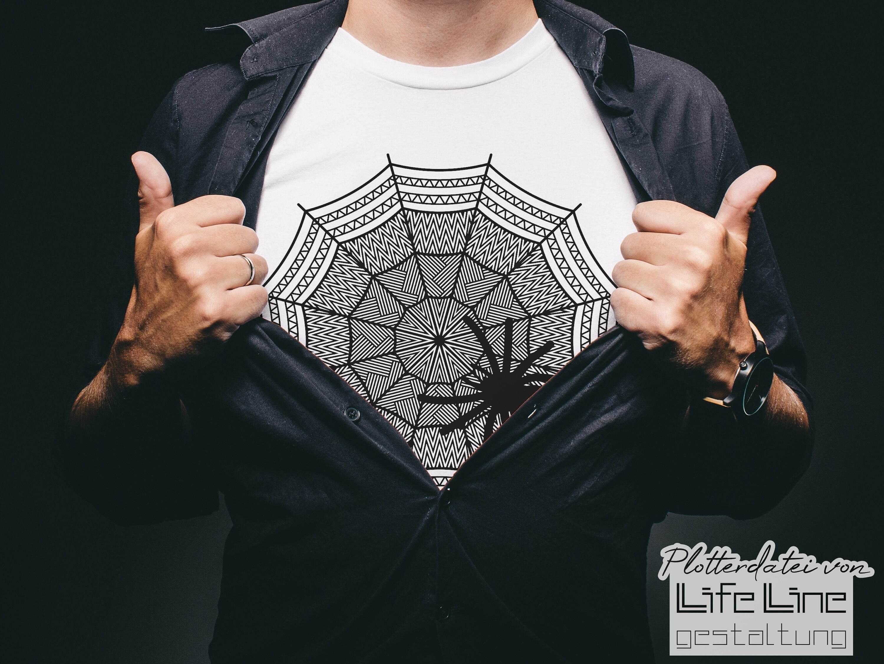 Plotterdatei SPINNENNETZ 3D-Spinne + Mandala svg + dxf - Sewando