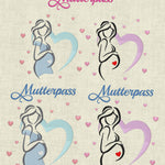 Stickdatei Stickmuster Mutterpass Baby Herz Schwanger Set 365/4 - Sewando