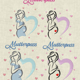 Stickdatei Stickmuster Mutterpass Baby Herz Schwanger Set 365/4 - Sewando