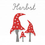Stickdatei Pilz, Schriftzug Herbst, Fliegenpilz, Punkte, ab Rahmen 10x10 - Sewando