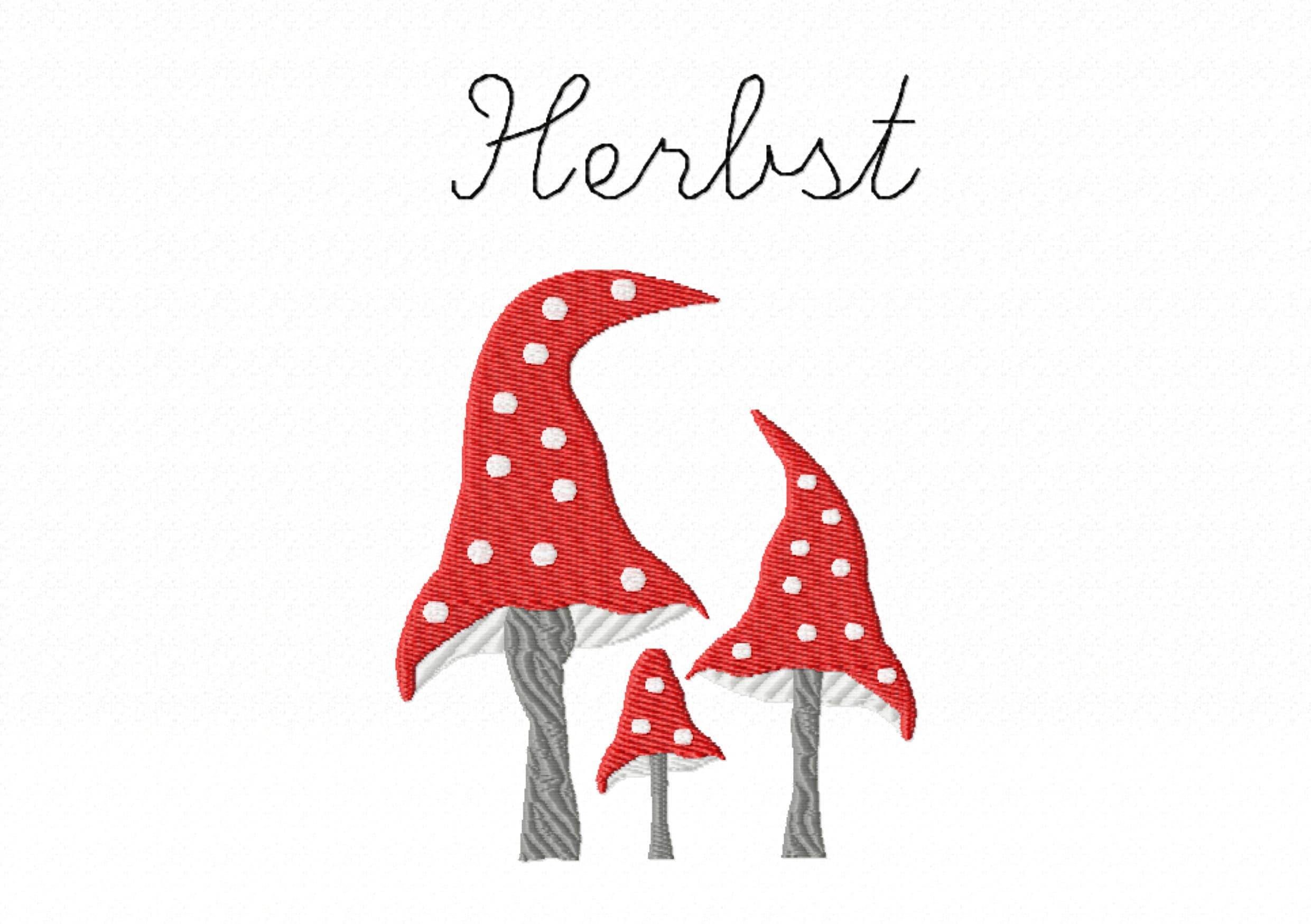 Stickdatei Pilz, Schriftzug Herbst, Fliegenpilz, Punkte, ab Rahmen 10x10 - Sewando
