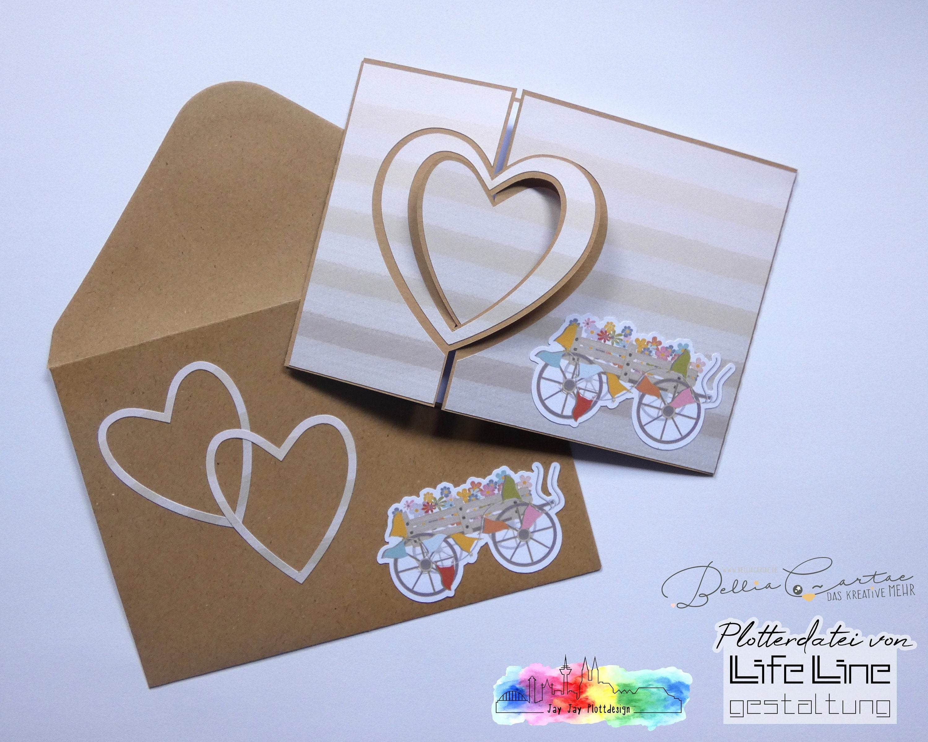 Plotterdatei KARTE MIT HERZ svg + dxf - Sewando