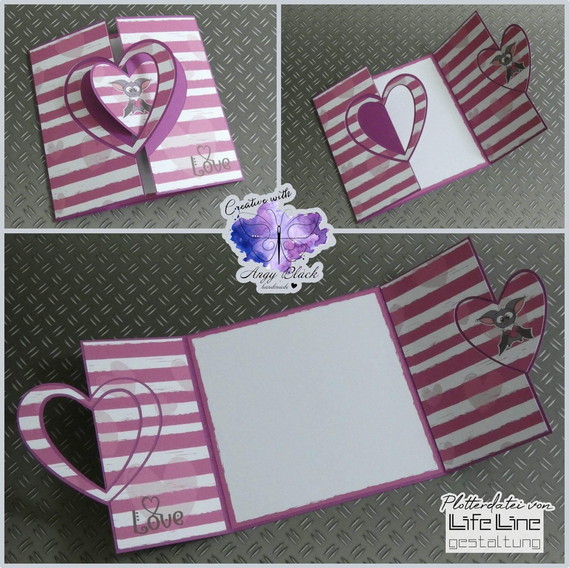 Plotterdatei KARTE MIT HERZ svg + dxf - Sewando