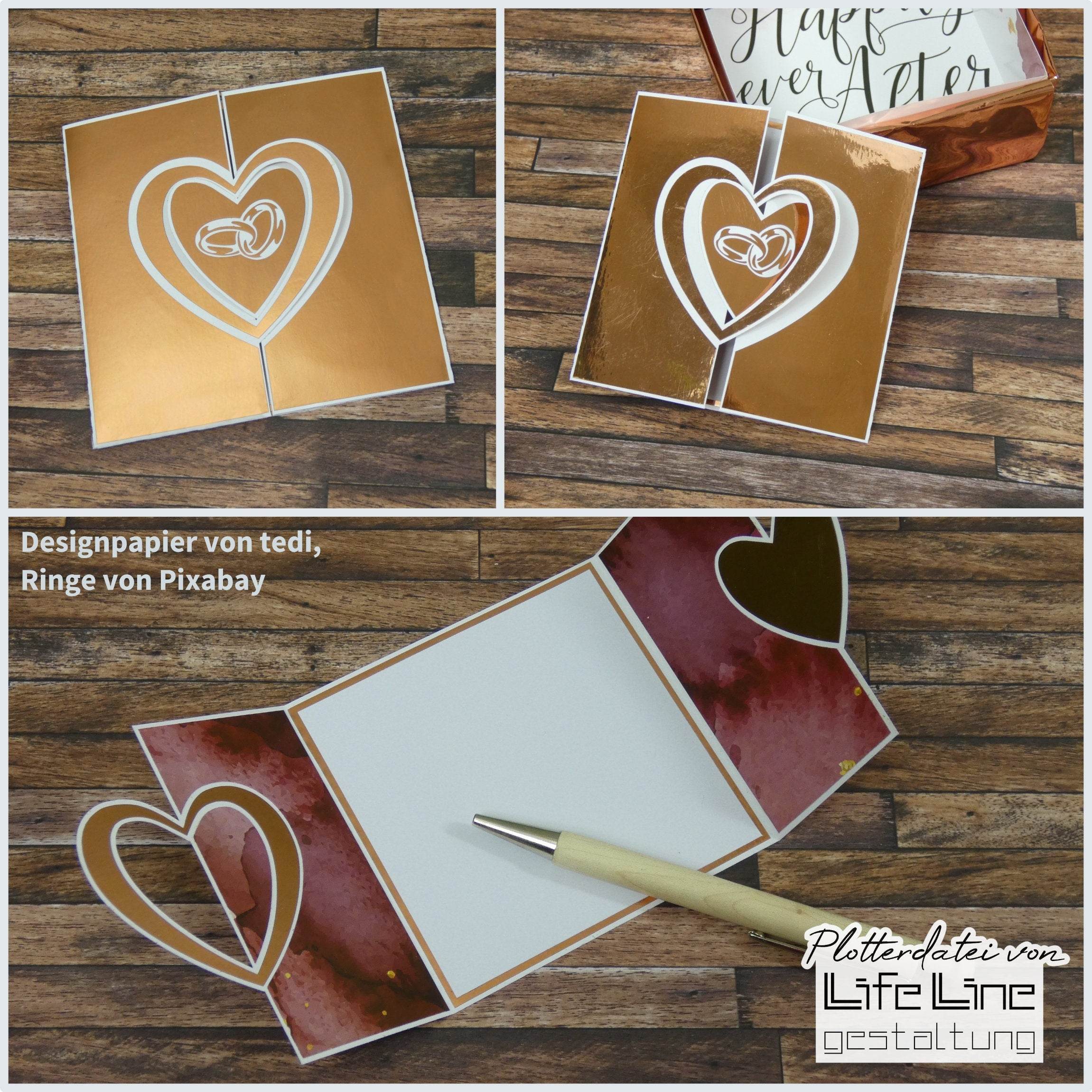 Plotterdatei KARTE MIT HERZ svg + dxf - Sewando