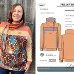 PDF-Schnittmuster Pullover Zora Gr. 32-54 mit 3 Längen: Cropped, Kurz, Lang - Sewando