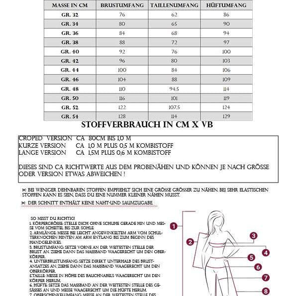 PDF-Schnittmuster Pullover Zora Gr. 32-54 mit 3 Längen: Cropped, Kurz, Lang - Sewando