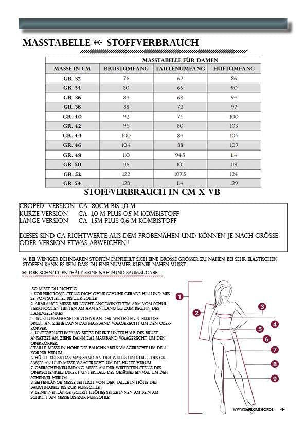 PDF-Schnittmuster Pullover Zora Gr. 32-54 mit 3 Längen: Cropped, Kurz, Lang - Sewando