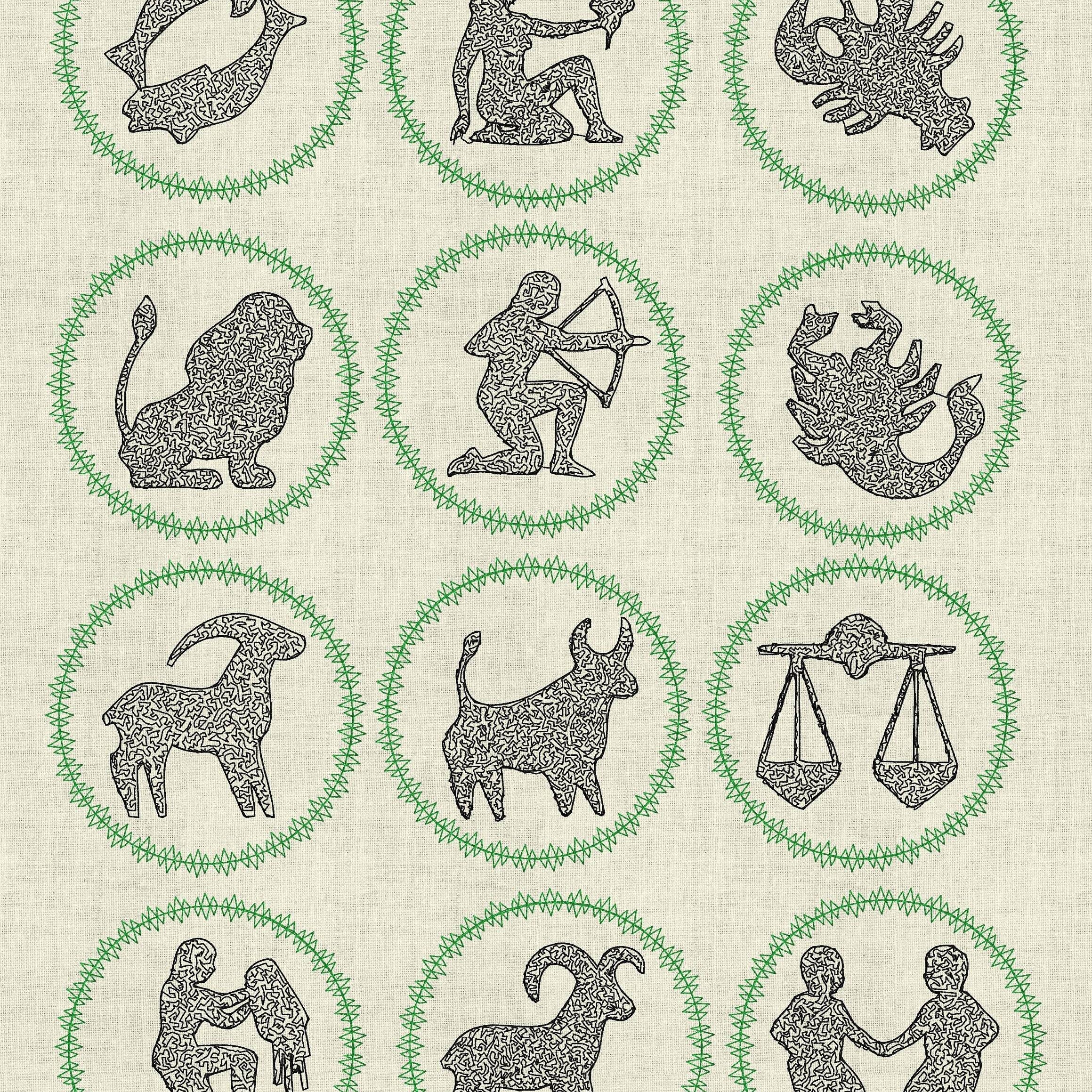 Stickdatei 12 Sternzeichen Zodiac Set 762 Doodle Rahmen Button - Sewando