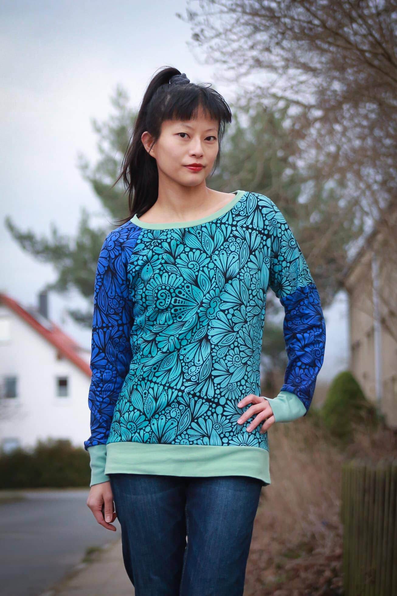 PDF-Schnittmuster Pullover Theda mit einzigartigen Ärmeln - Gr. 32-54 - Sewando