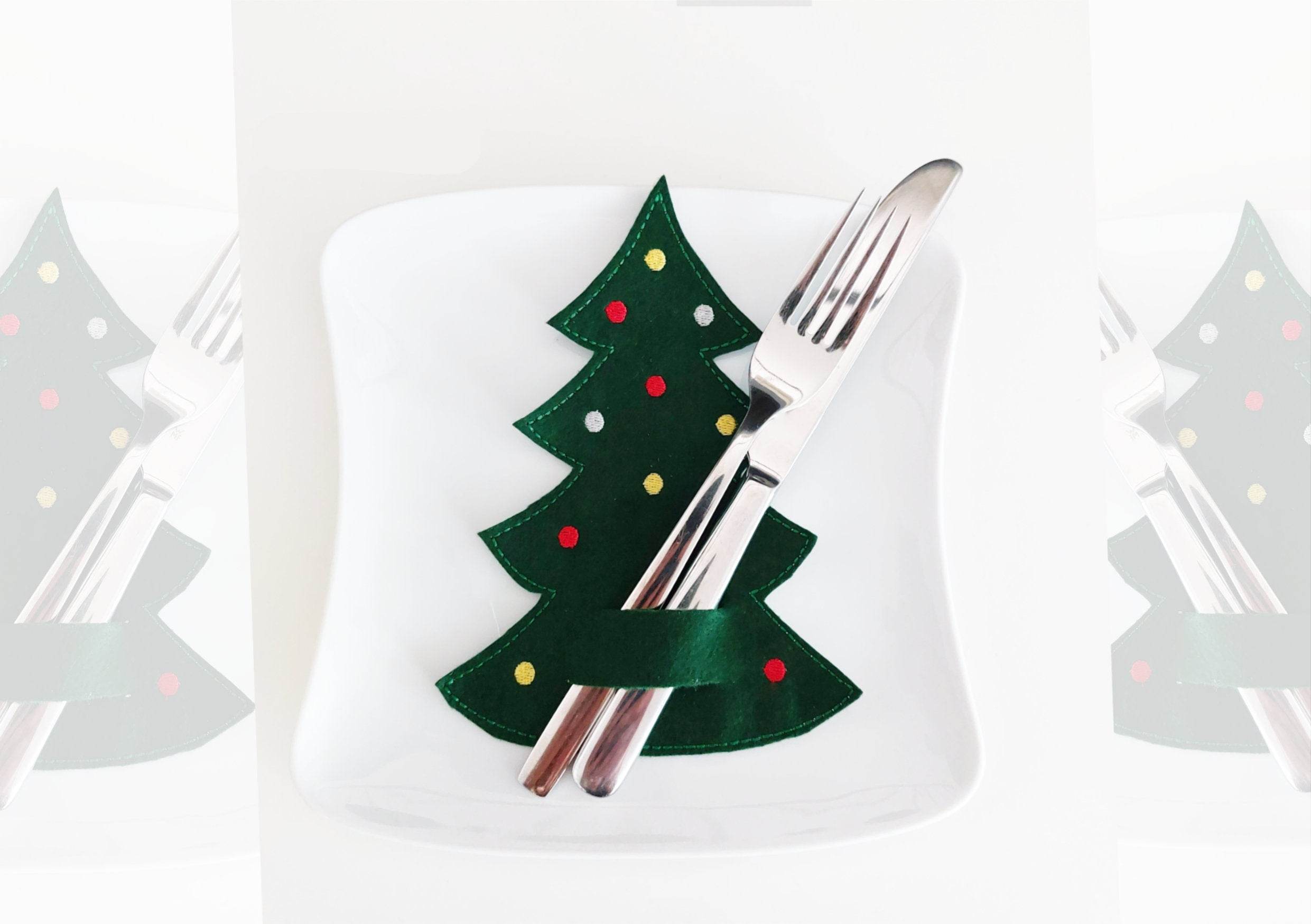 Stickdatei Bestecktasche Rahmen 13 cm x 18 cm, Weihnachten, Tannenbaum, Baum - Sewando