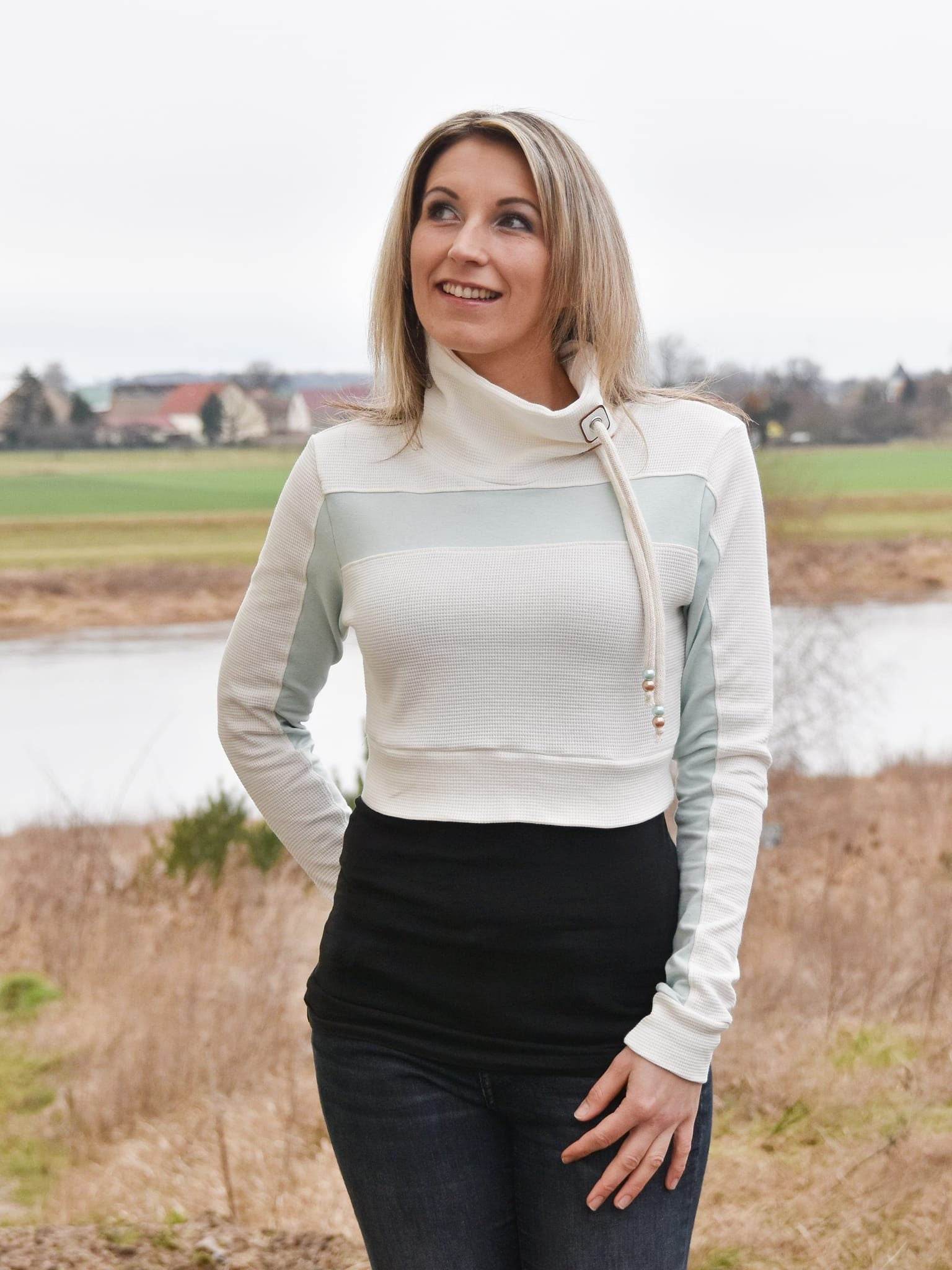 PDF-Schnittmuster Pullover Zora Gr. 32-54 mit 3 Längen: Cropped, Kurz, Lang - Sewando