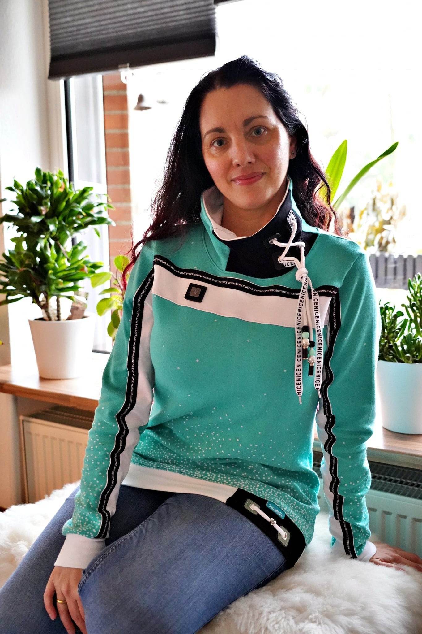 PDF-Schnittmuster Pullover Zora Gr. 32-54 mit 3 Längen: Cropped, Kurz, Lang - Sewando