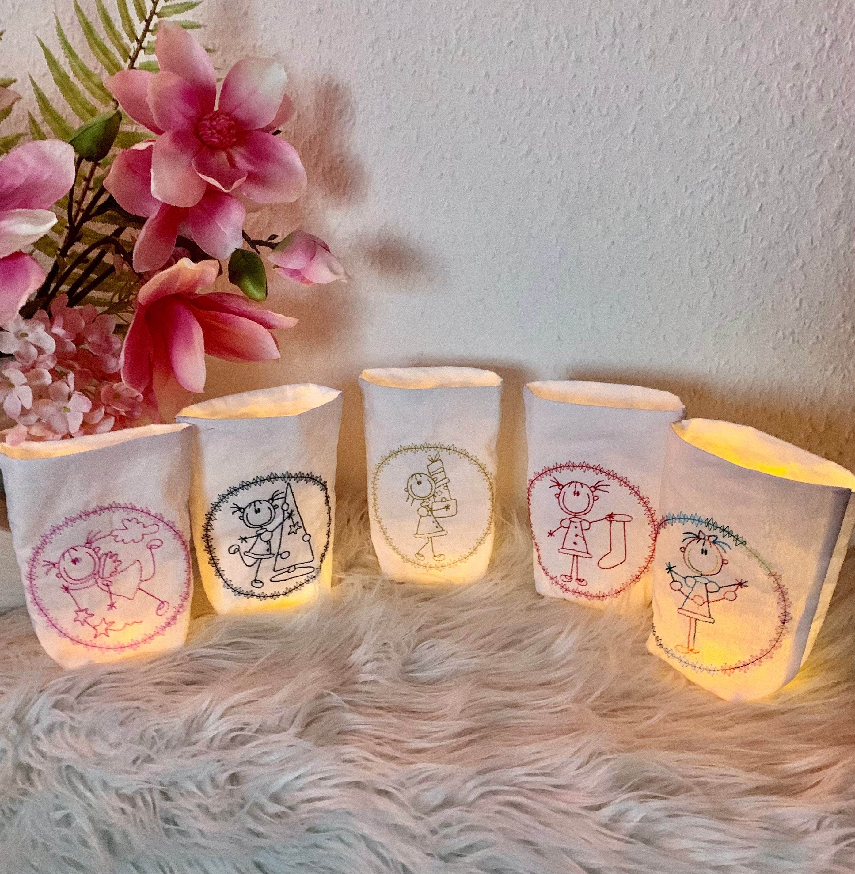 Stickdatei Strichmännchen Weihnachten, Lichtbeutel Set 761 - Sewando