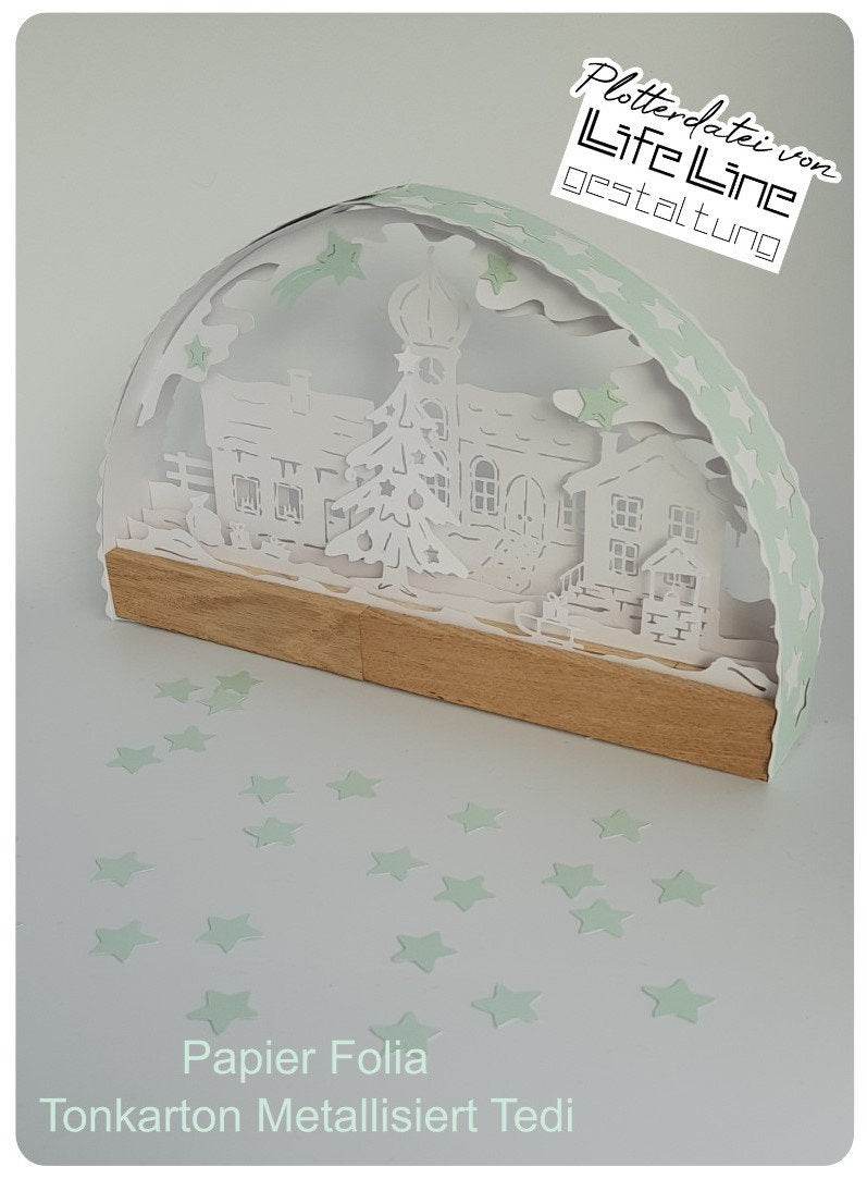 Plotterdatei SCHWIBBOGEN WEIHNACHTSDORF svg + dxf - Sewando