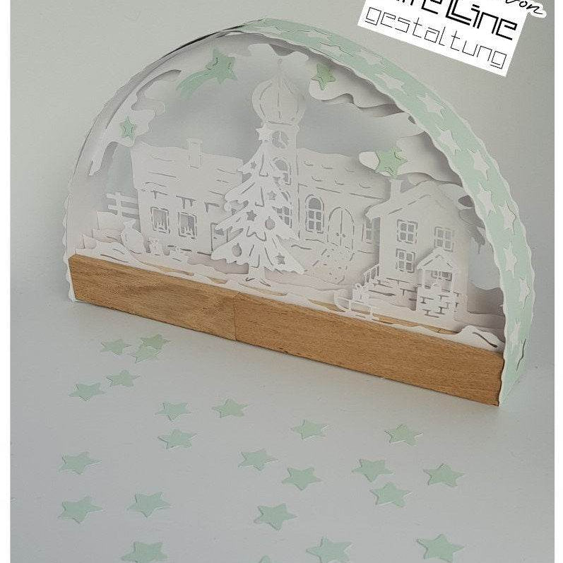 Plotterdatei SCHWIBBOGEN WEIHNACHTSDORF svg + dxf - Sewando