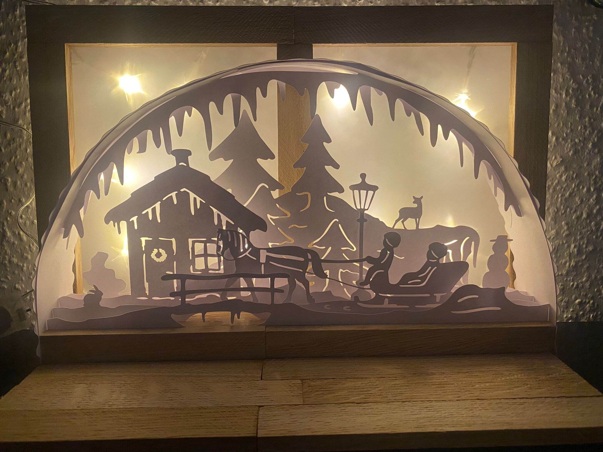 Plotterdatei SCHWIBBOGEN SCHLITTENFAHRT svg + dxf - Sewando