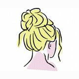 Stickdatei Frau, 10x10 und 13x18, Kopf, Dutt, Haare - Sewando
