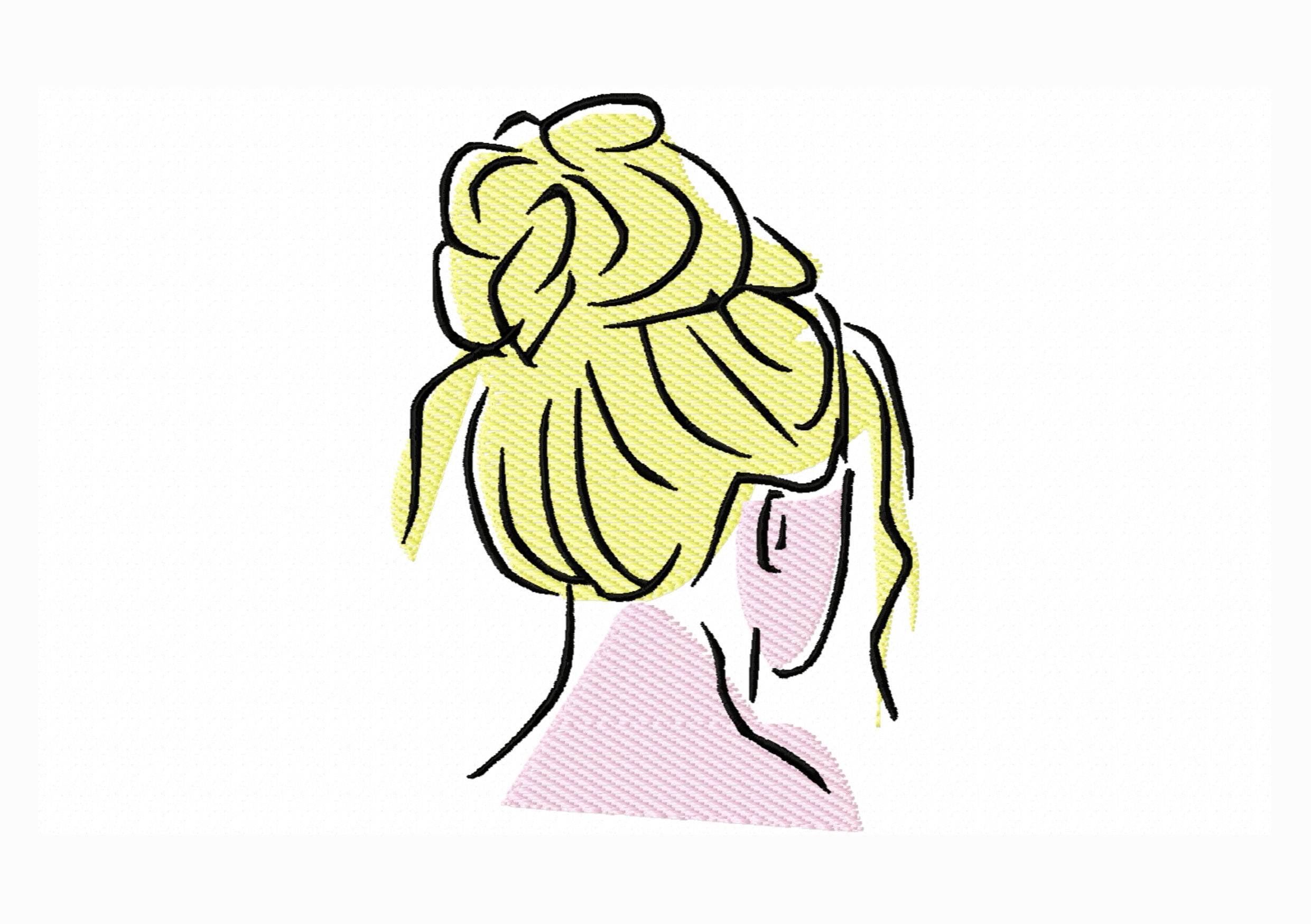 Stickdatei Frau, 10x10 und 13x18, Kopf, Dutt, Haare - Sewando