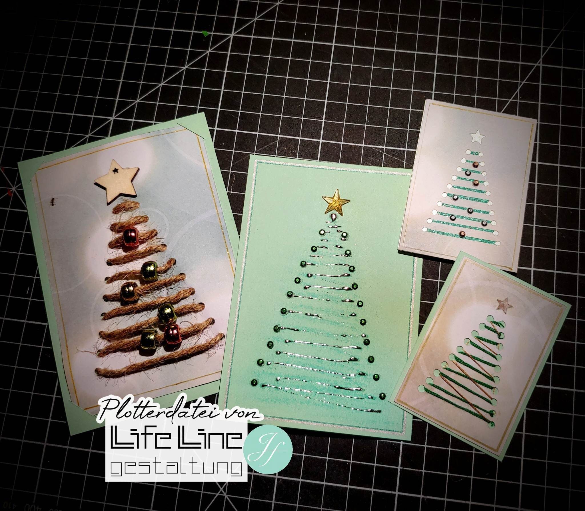 Plotterdatei WEIHNACHTSKARTE TANNENBAUM svg + dxf - Sewando