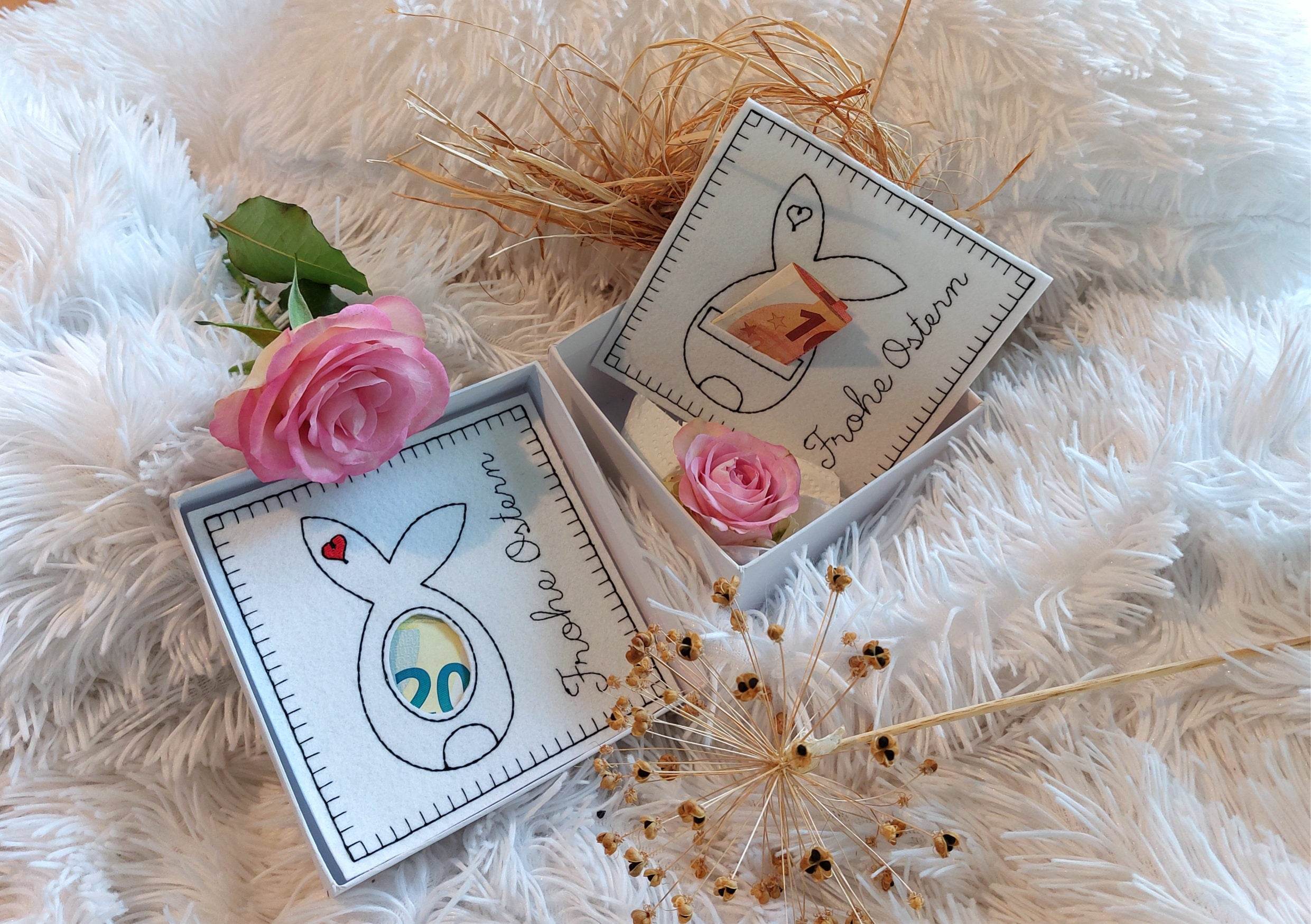 Stickdatei Ostern Geschenkbox, Geschenkkarte, Osterhase, Rahmen 13x18, deutsch, englisch - Sewando