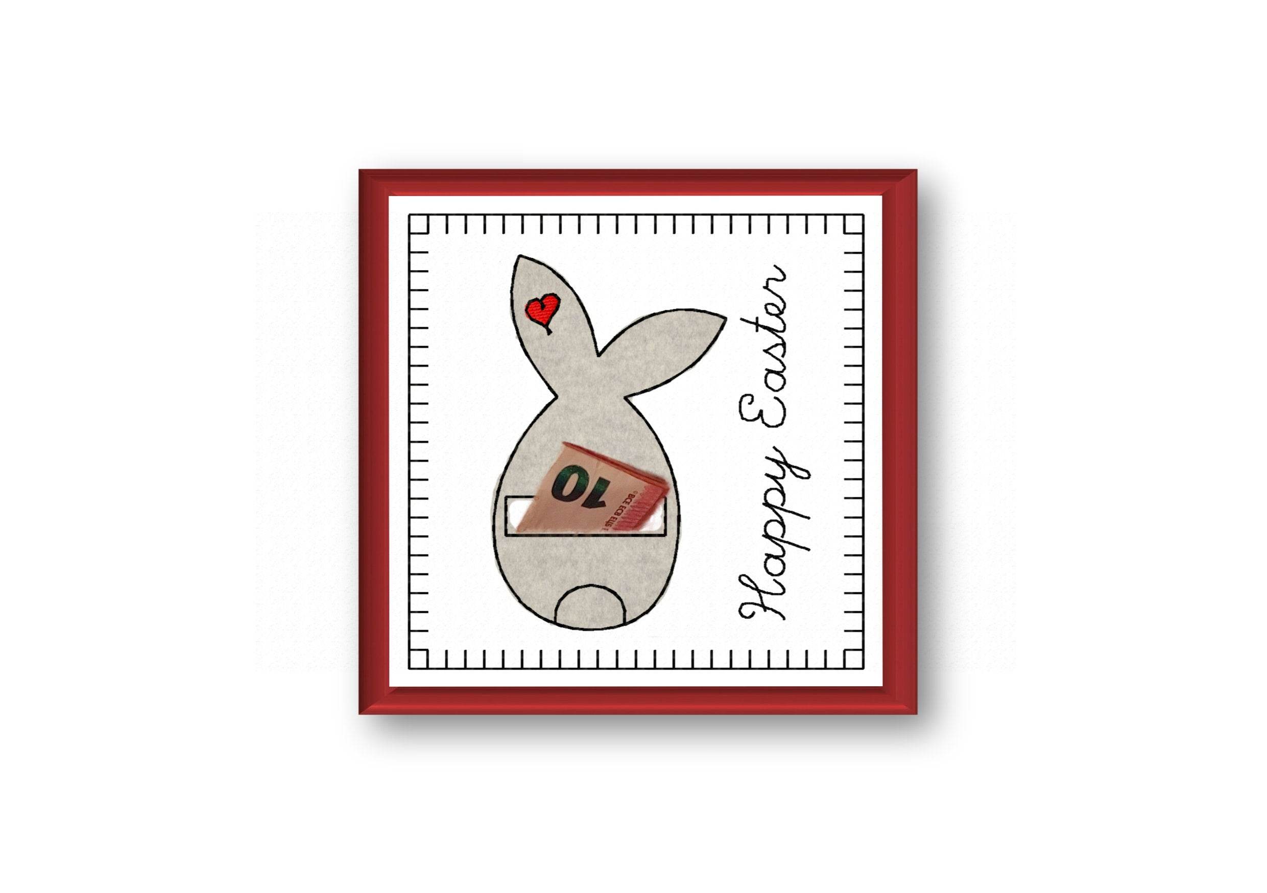 Stickdatei Ostern Geschenkbox, Geschenkkarte, Osterhase, Rahmen 13x18, deutsch, englisch - Sewando