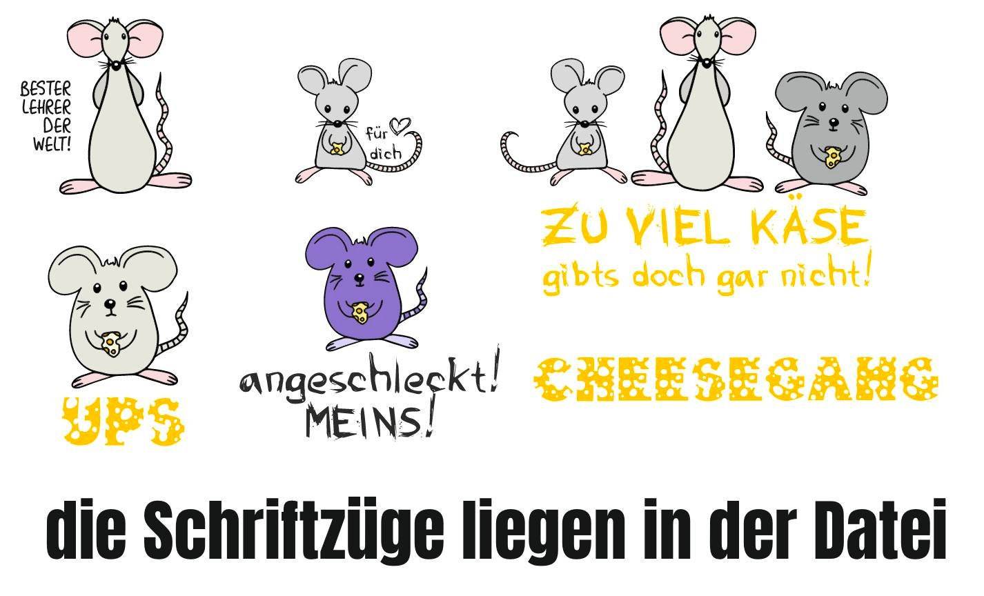 MÄUSE 3 coole Typen Plotterdatei / Für Trio oder Solo, Sprüche, Motiv, als SVG und DXF - Sewando