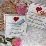 Stickdatei Geburtstag, Geldgeschenk, Gutschein, Rahmen 13x18, deutsch, englisch - Sewando
