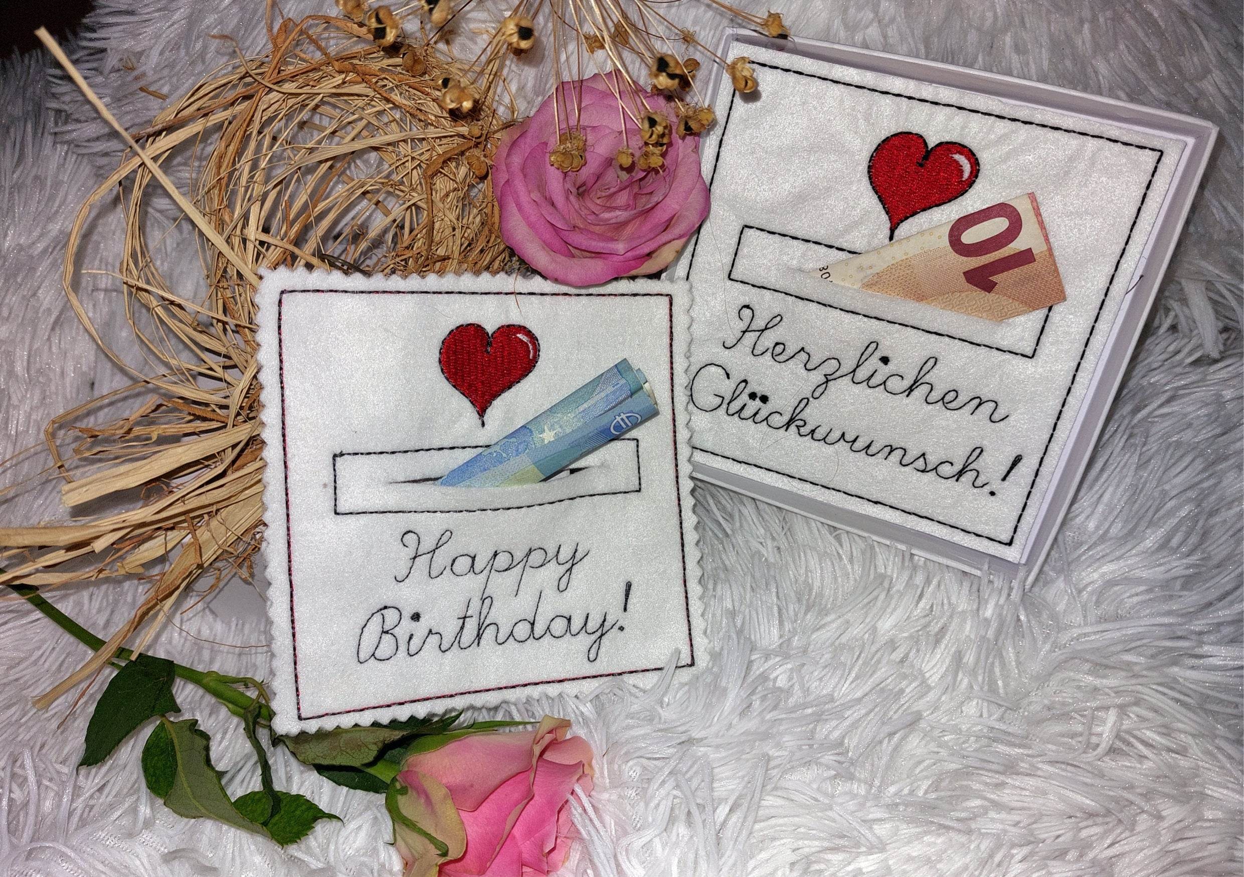 Stickdatei Geburtstag, Geldgeschenk, Gutschein, Rahmen 13x18, deutsch, englisch - Sewando
