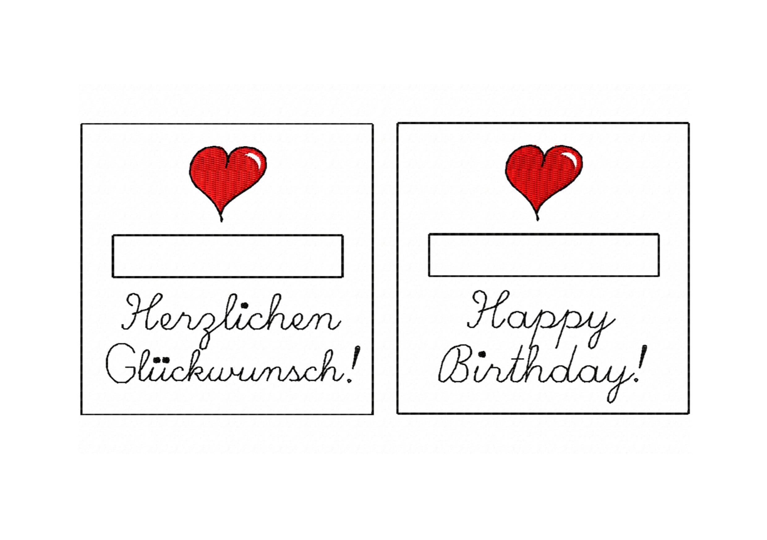 Stickdatei Geburtstag, Geldgeschenk, Gutschein, Rahmen 13x18, deutsch, englisch - Sewando