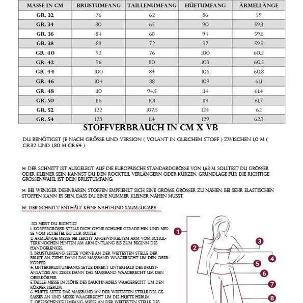 PDF-Schnittmuster Shirt Sia Gr. 32-54 | Feminin, mit Volant-Detail, 2 Ärmellängen - Sewando