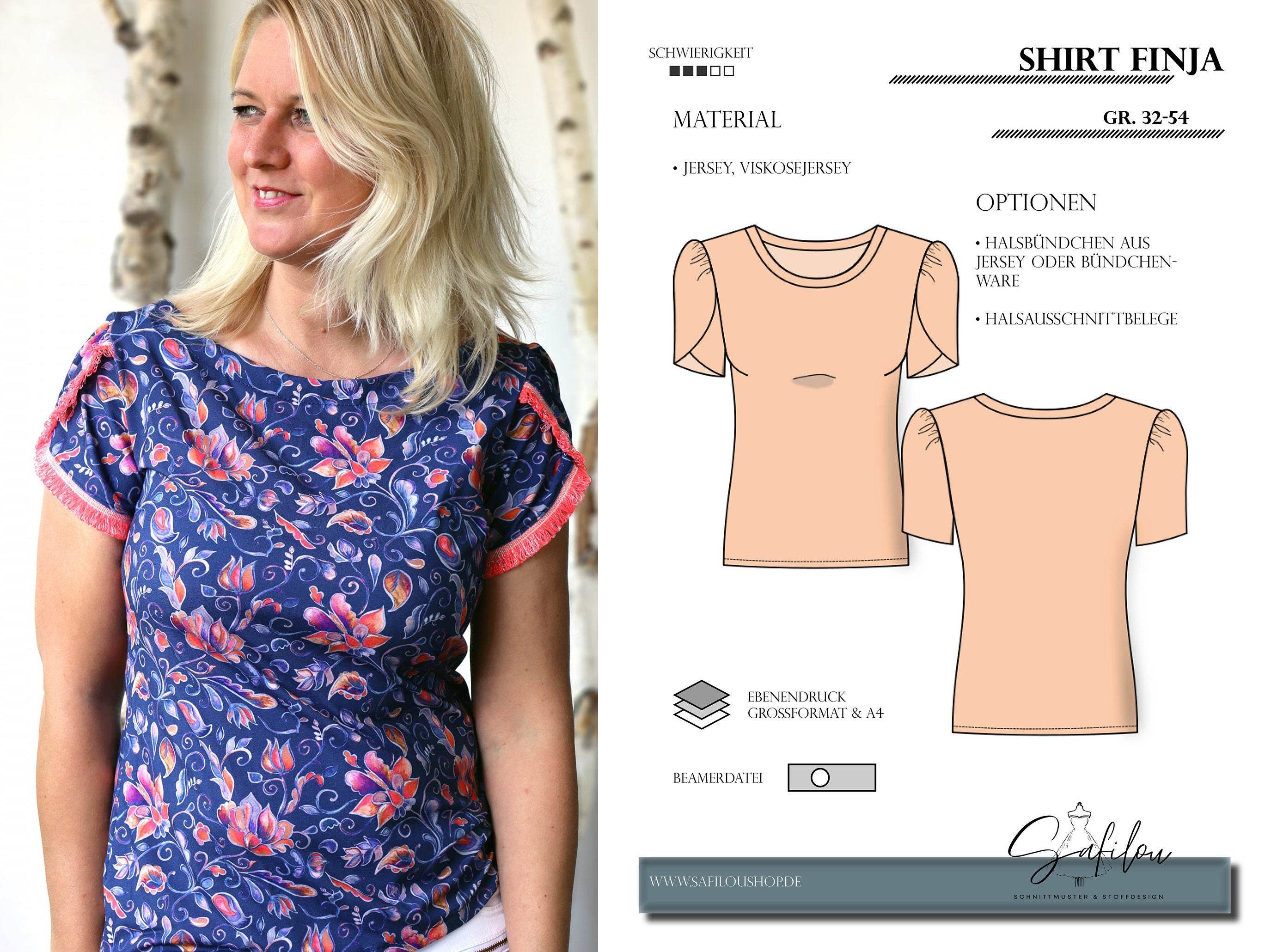 PDF Schnittmuster für Shirt Finja Größen 34-50 | Tulpenärmel & Stilvoll - Sewando
