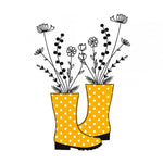 Stickdatei Blumen im Stiefel, LineArt, Redwork, 2 Größen, 6 Dateien, 10x10 cm und 13x18cm - Sewando