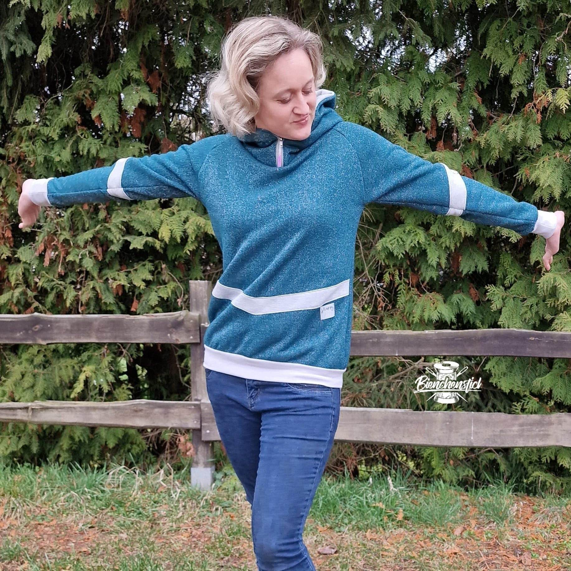 PDF-Schnittmuster Hoodie Mrs. Jona – Gr. 32-54 | mit hohem Kapuzensteg - Sewando