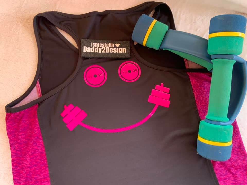 Plotterdatei SMILEY HANTEL / der ultimative Fitness Spaß SVG und DXF PLOTT - Sewando