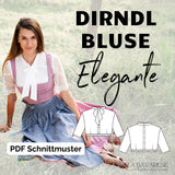 Dirndlbluse mit Stehkragen und Schluppe, Elegante, Gr. 32-50, PDF Schnittmuster