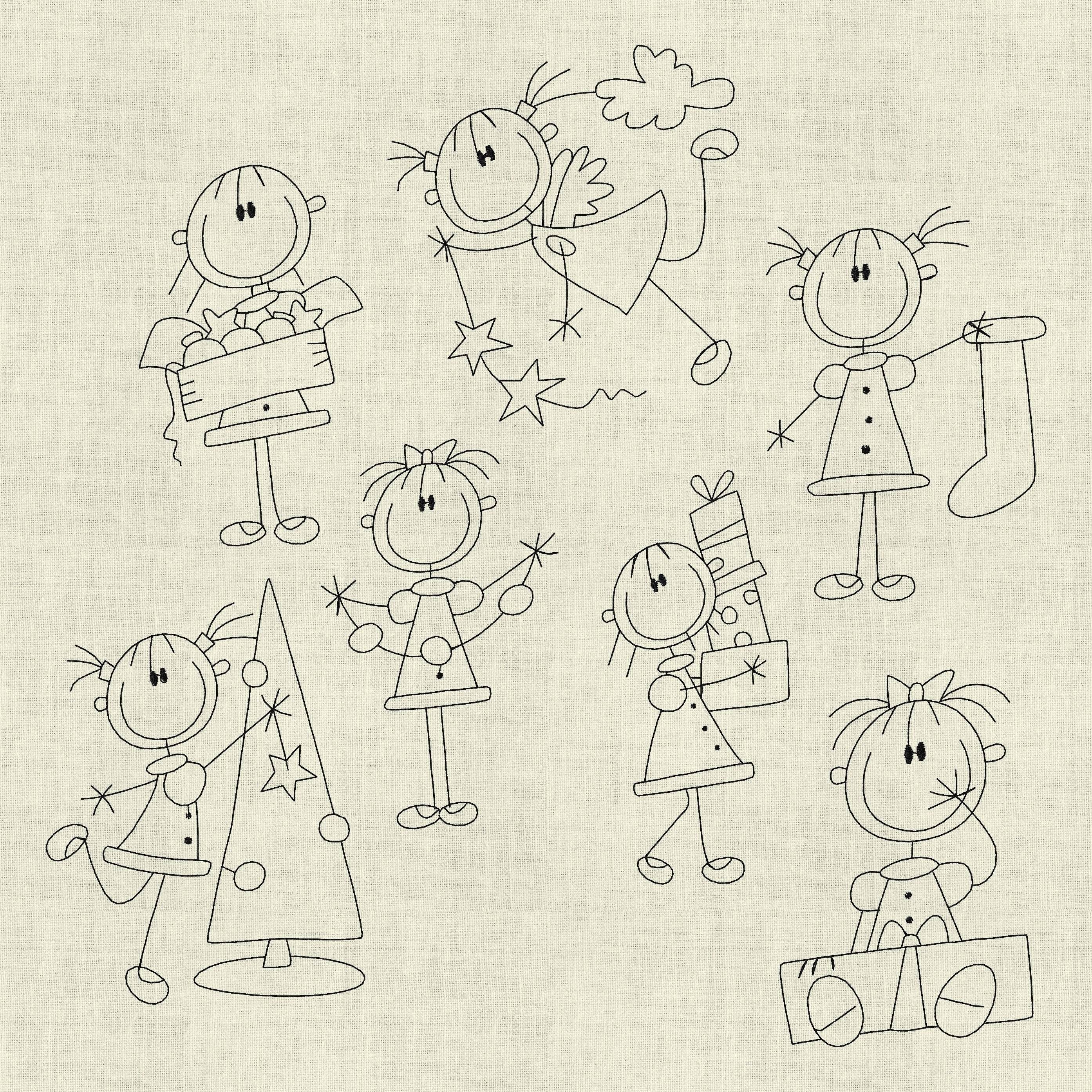 Stickdatei Strichmännchen Weihnachten Doodle Set 494 - Sewando