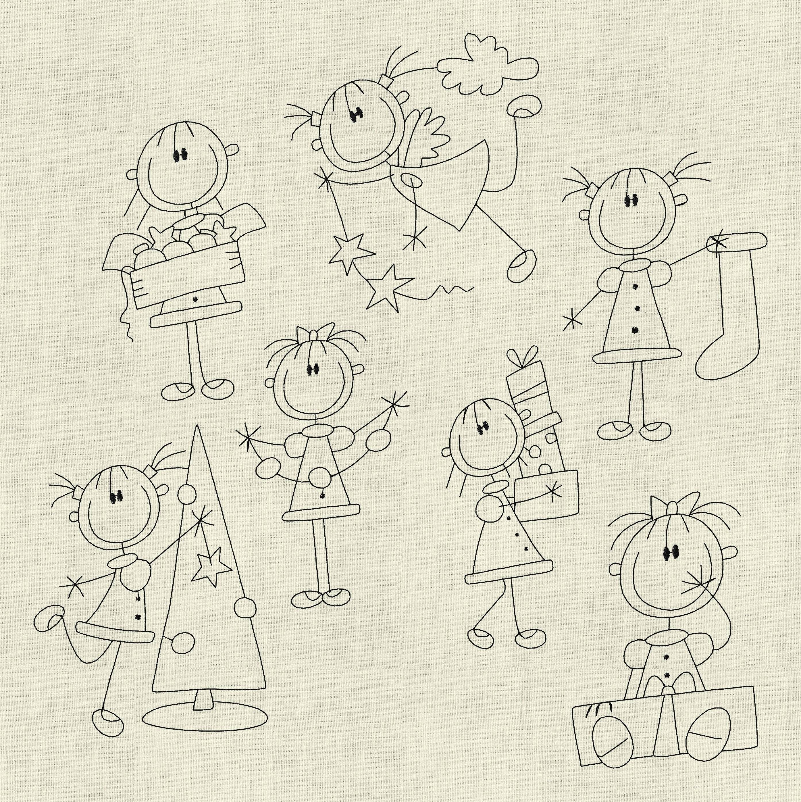 Stickdatei Strichmännchen Weihnachten Doodle Set 494 - Sewando