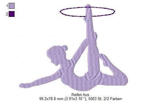 Stickdatei Gymnastik für den Rahmen 10 cm x 10 cm, turnen, Sport, Ball, Keule - Sewando