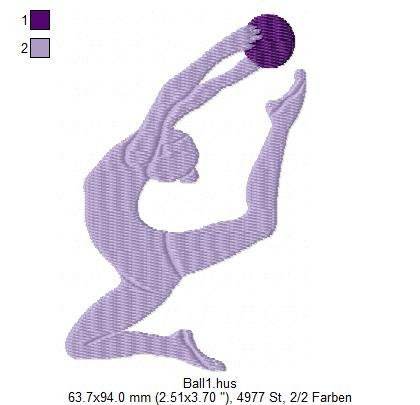 Stickdatei Gymnastik für den Rahmen 10 cm x 10 cm, turnen, Sport, Ball, Keule - Sewando