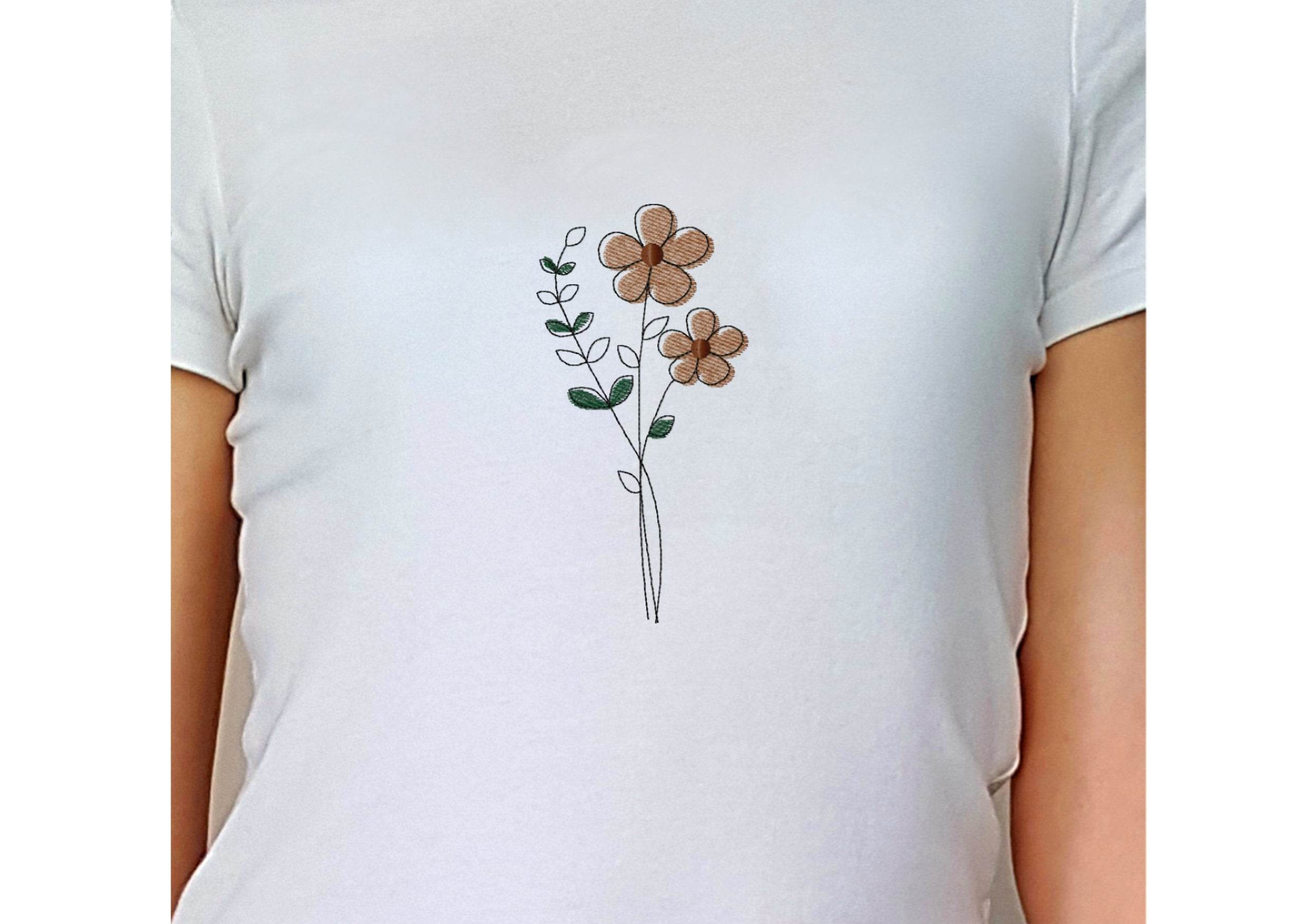 Stickdatei Blume in drei Größen, Redwork, Frühling, Sommer - Sewando