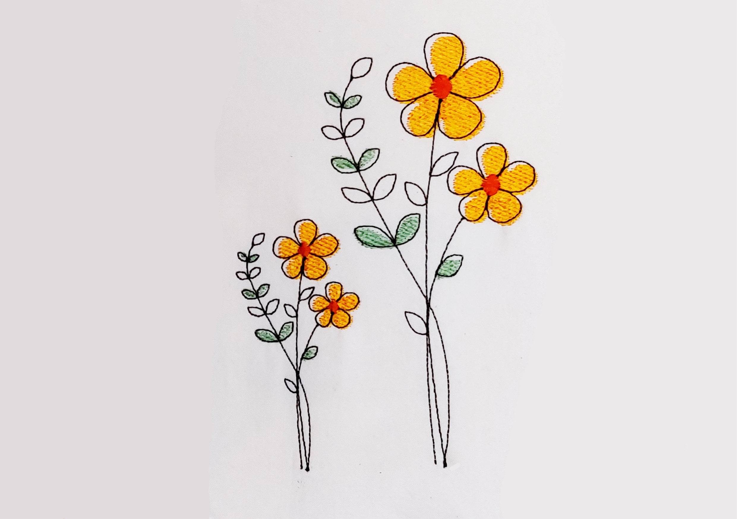 Stickdatei Blume in drei Größen, Redwork, Frühling, Sommer - Sewando