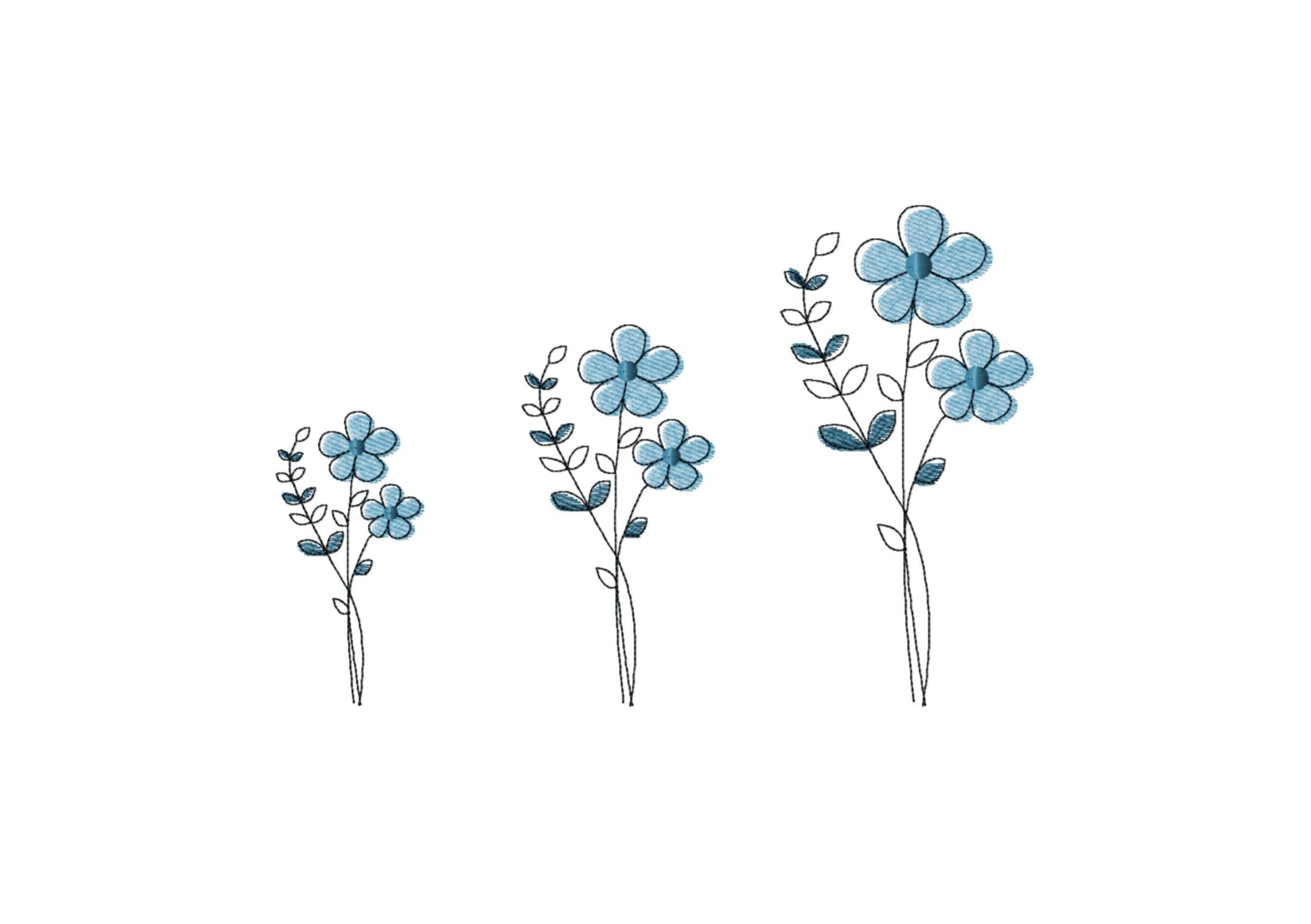 Stickdatei Blume in drei Größen, Redwork, Frühling, Sommer - Sewando