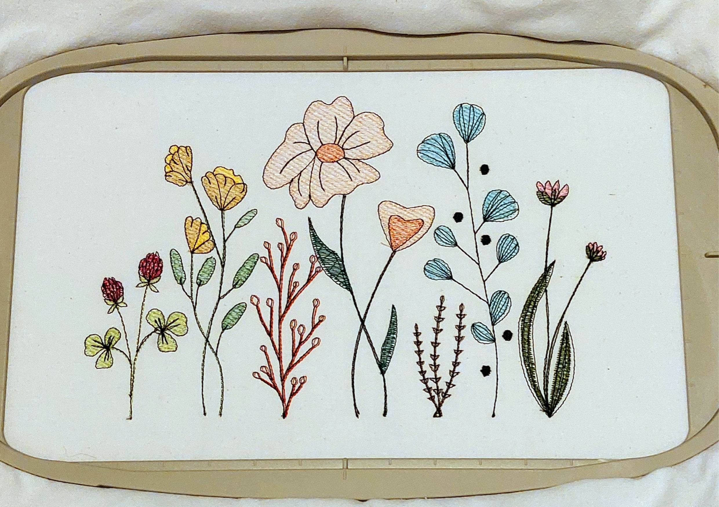 Stickdatei Blumenwiese Nr. 1 in vier Größen, Sommer, Frühling, Wildblumen - Sewando