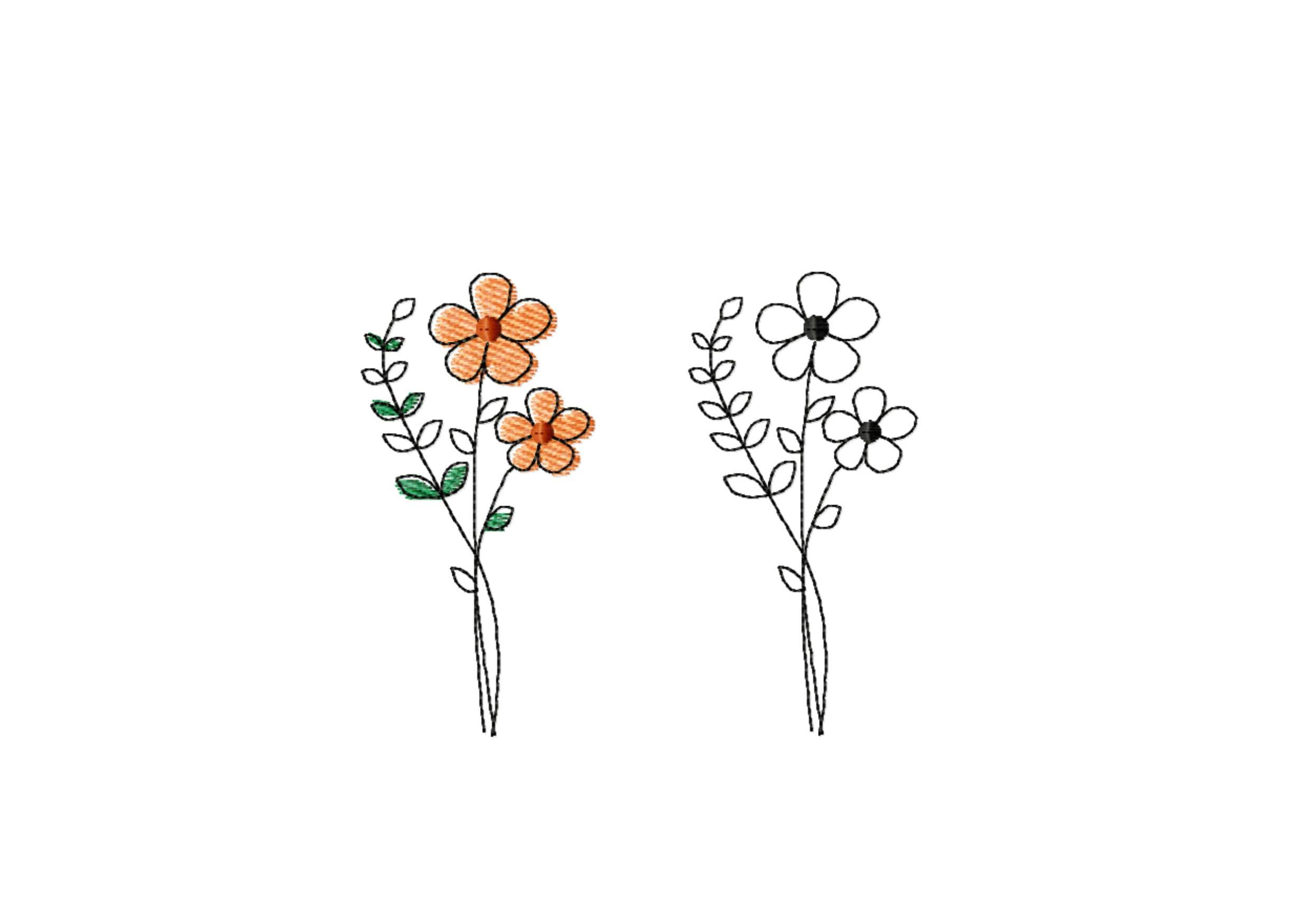 Stickdatei Blume in drei Größen, Redwork, Frühling, Sommer - Sewando