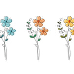 Stickdatei Blume in drei Größen, Redwork, Frühling, Sommer - Sewando